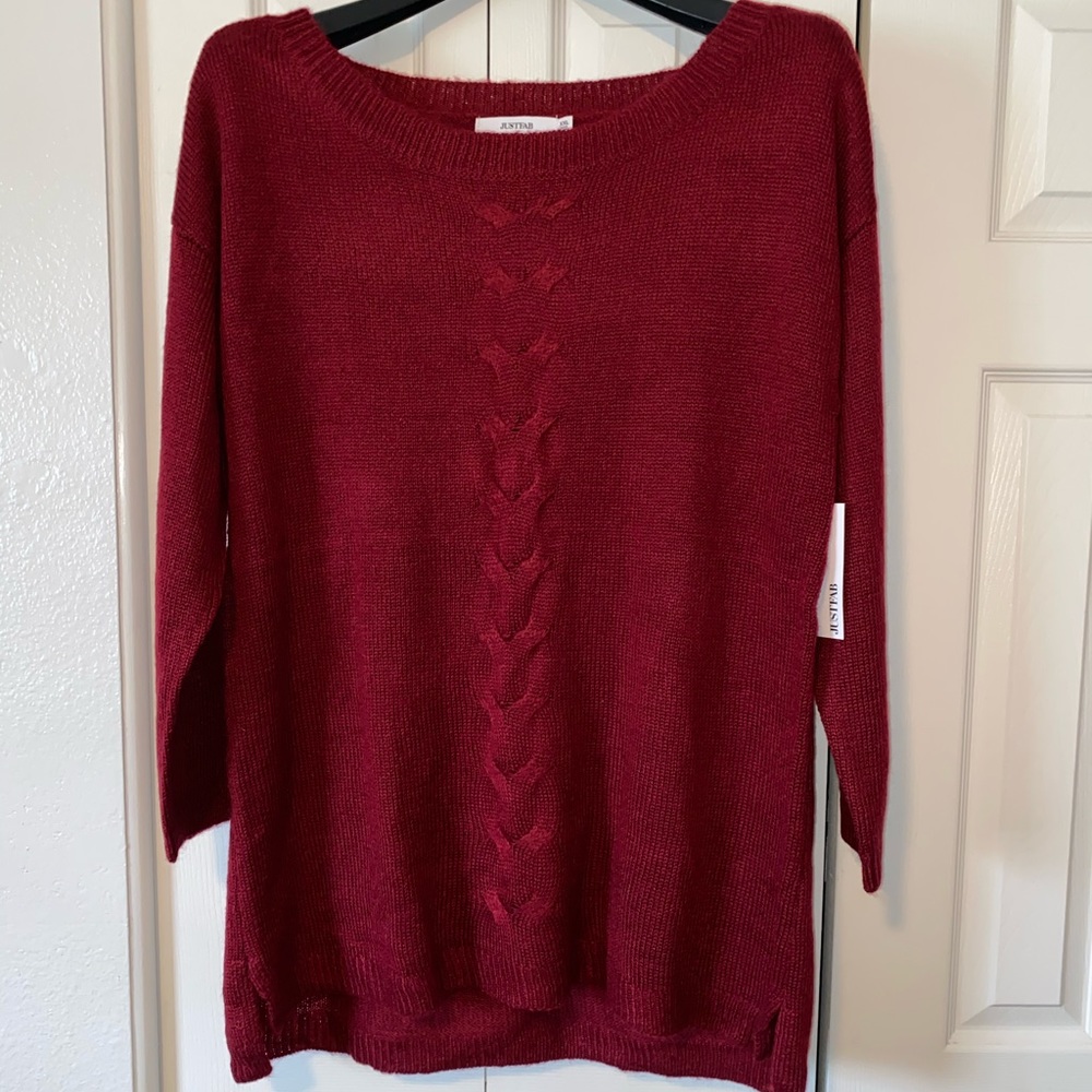 Red knitted sweater